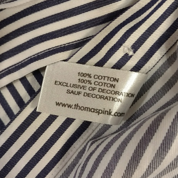 Thomas Pink Dress Shirt Blue Collection Cotton 18 - Picture 8 of 8